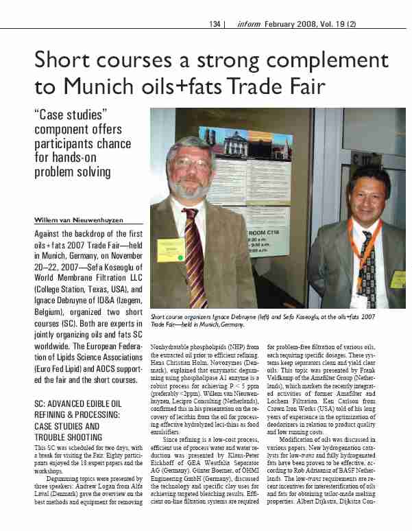 Short Courses a Strong Complement to Munich oils+fats Trade Fair